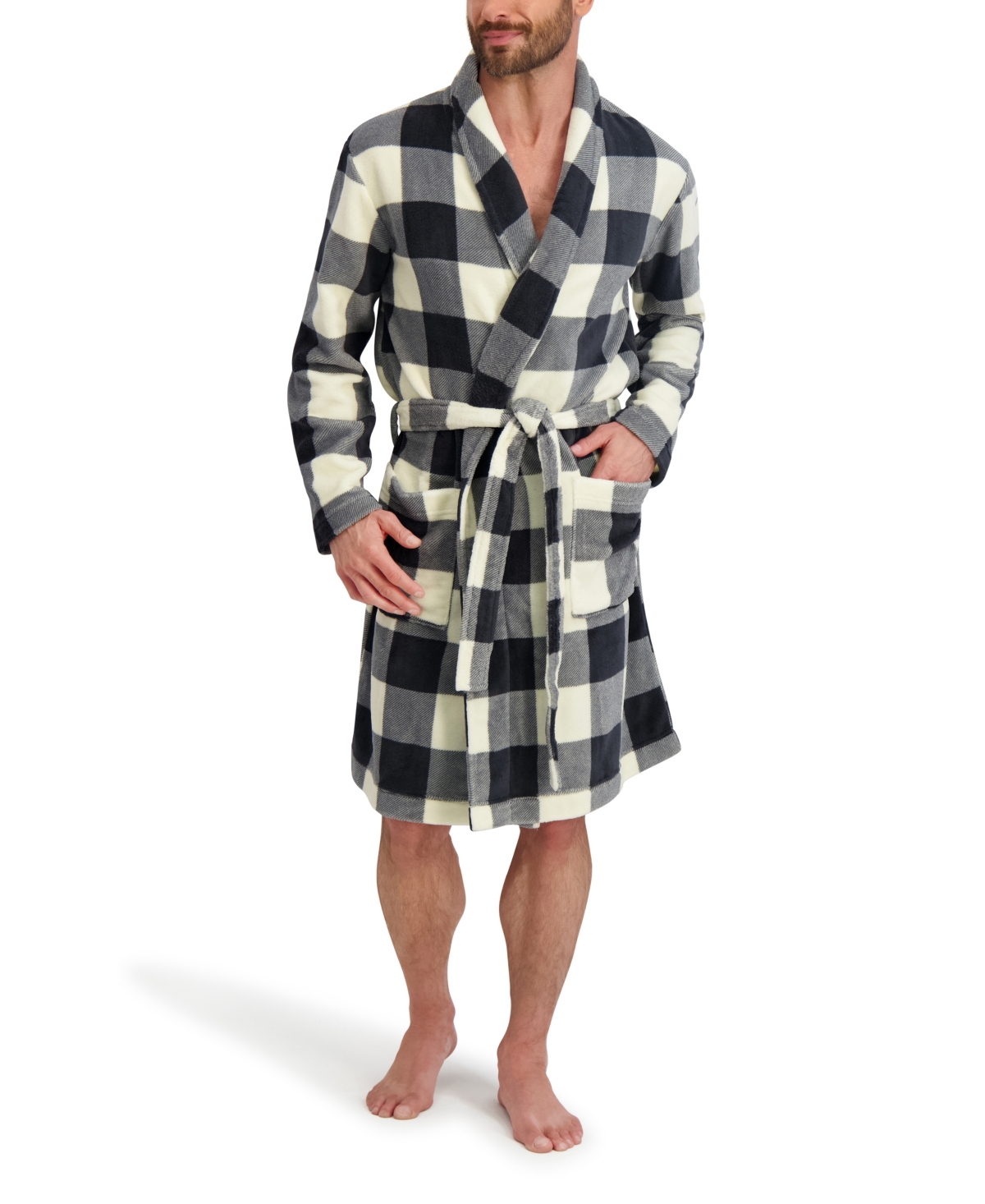 Hanes Men's Adjustable Plush Robe In Neutral