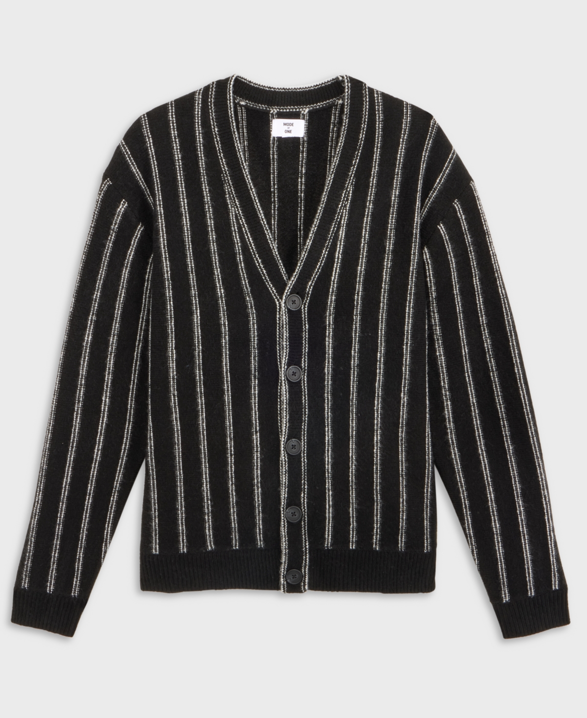 Mode Of One Men's Relaxed-fit Striped Sport Cardigan, Macy's Exclusive In Black