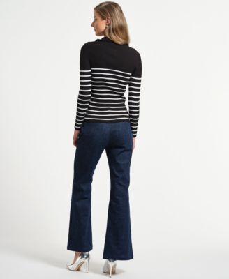 Women's Ruffle Neck Henley Sweater