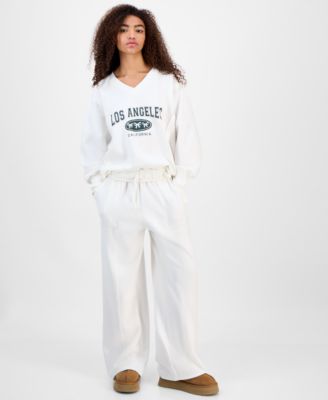 Planet Heart - Juniors' Wide-Leg Fleece Sweatpants