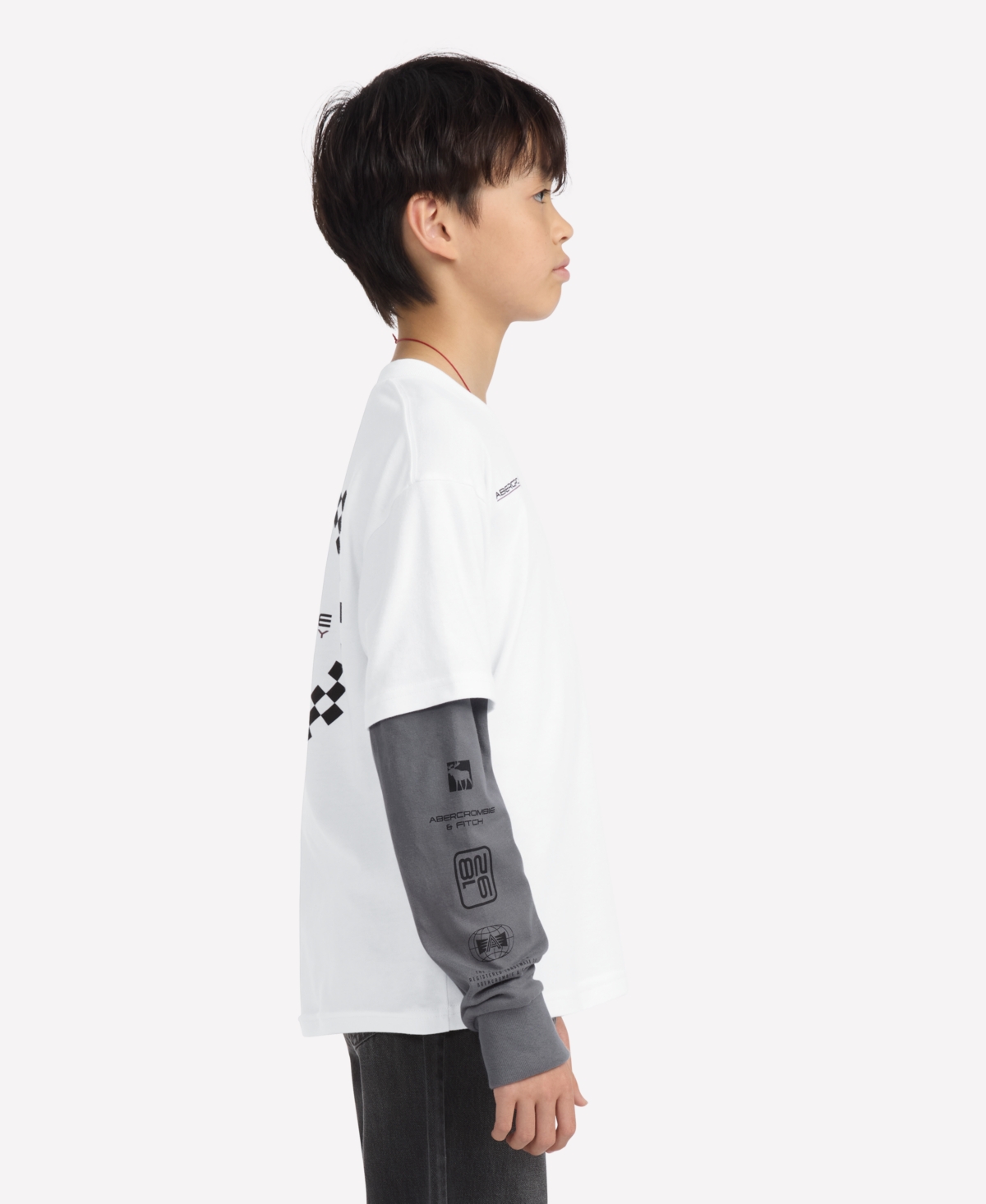Abercrombie Boys Racetrack T-shirt In White