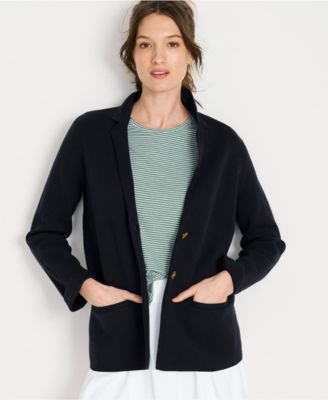 Women's Fine Gauge Cotton Button Front Blazer Sweater