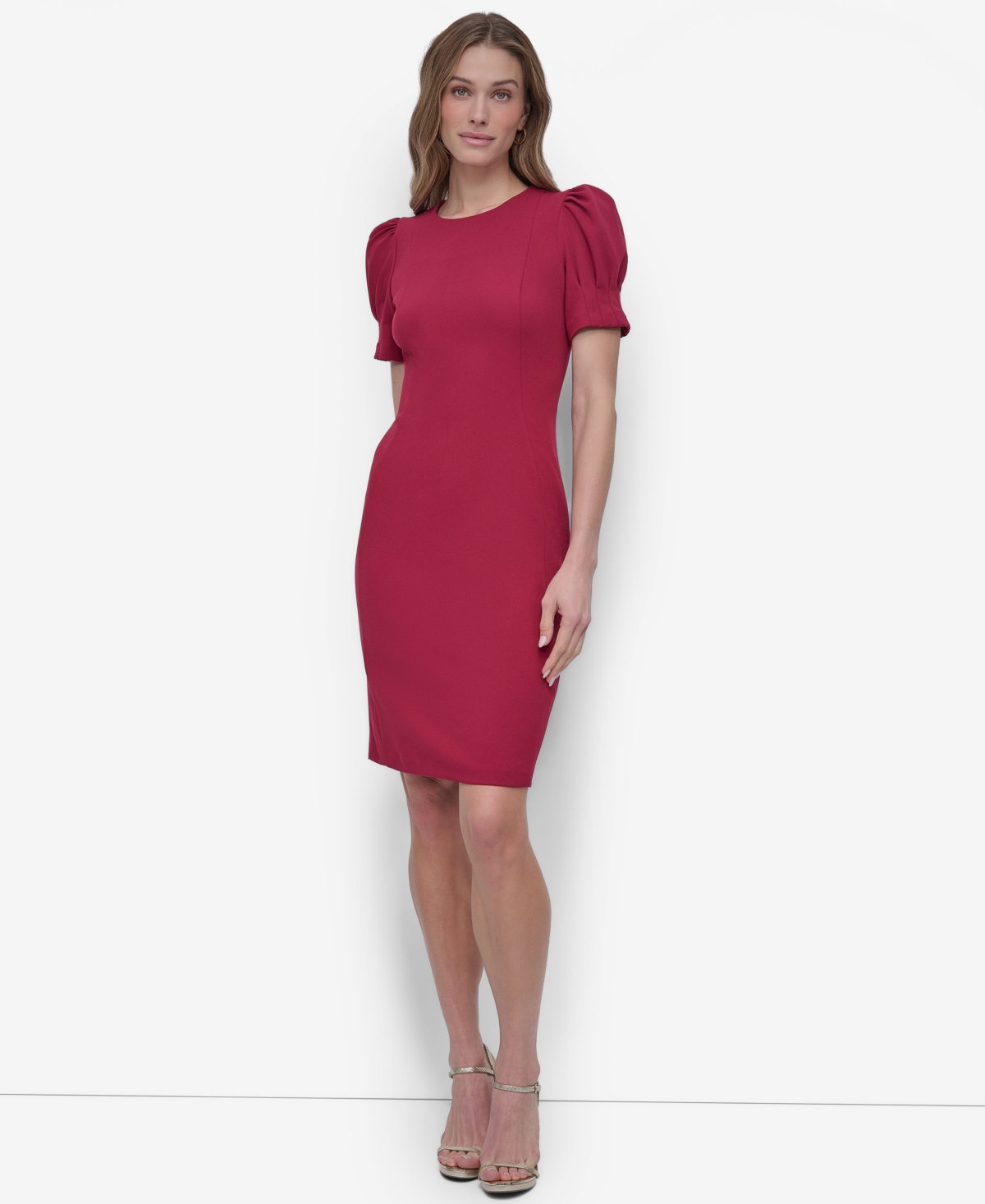 Dkny Women's Puff-sleeve Sheath Knee-length Dress