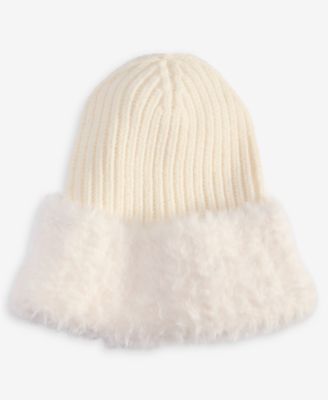 Faux Fur Cuff Ribbed Knit Beanie, Macy's Exclusive