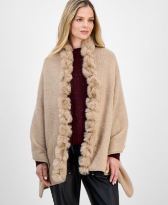 Whipstitch Faux Fur Luxe Ruana, Macy's Exclusive