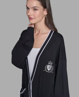 Women's Patch Button Front Cardigan Sweater