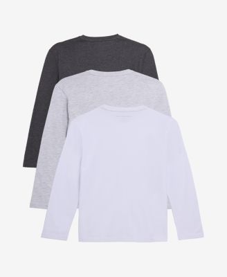 3 Pack Kids And Boys Basic Long Sleeve Crewneck T-Shirts