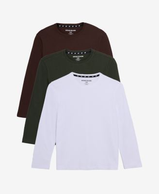 3 Pack Kids And Boys Basic Long Sleeve Crewneck T-Shirts