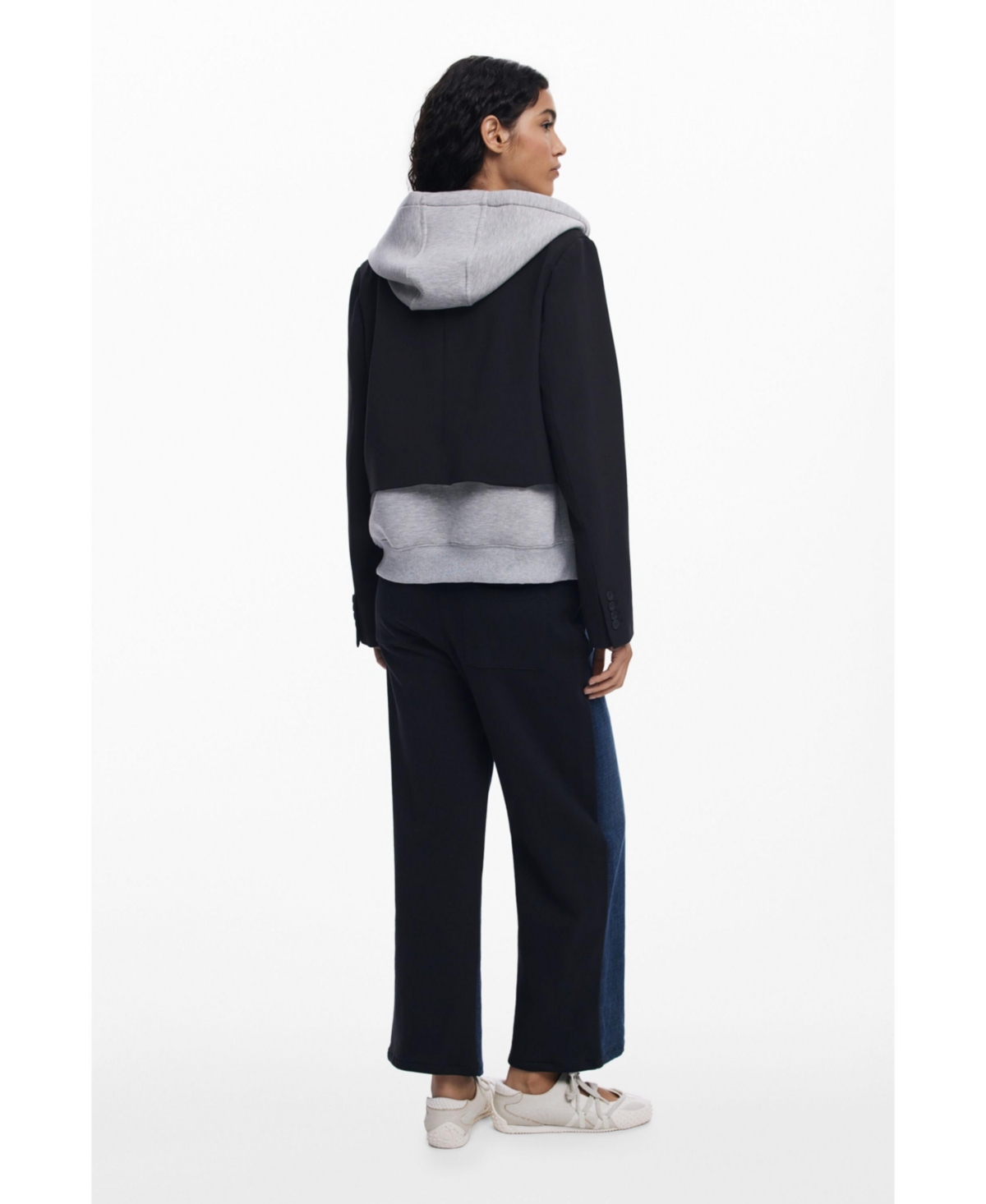 Desigual Crossover Waist Wide Leg Jeans In Blue