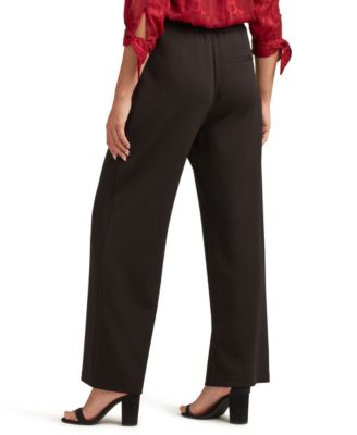 Juniors Lightweight High-Rise Wide-Leg Scuba Pants
