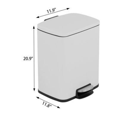 5.3 Gal./20 Liter Rectangular  Stainless-Steel-Made  Matt White step-on Trash Can for kitchen