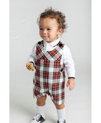 Baby Boys Plaid Shortall