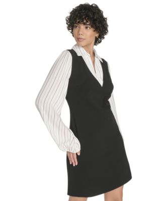 Women's V-Neck Twofer Dress