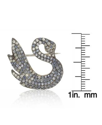 Suzy Levian Sterling Silver Sapphire Swan Brooch