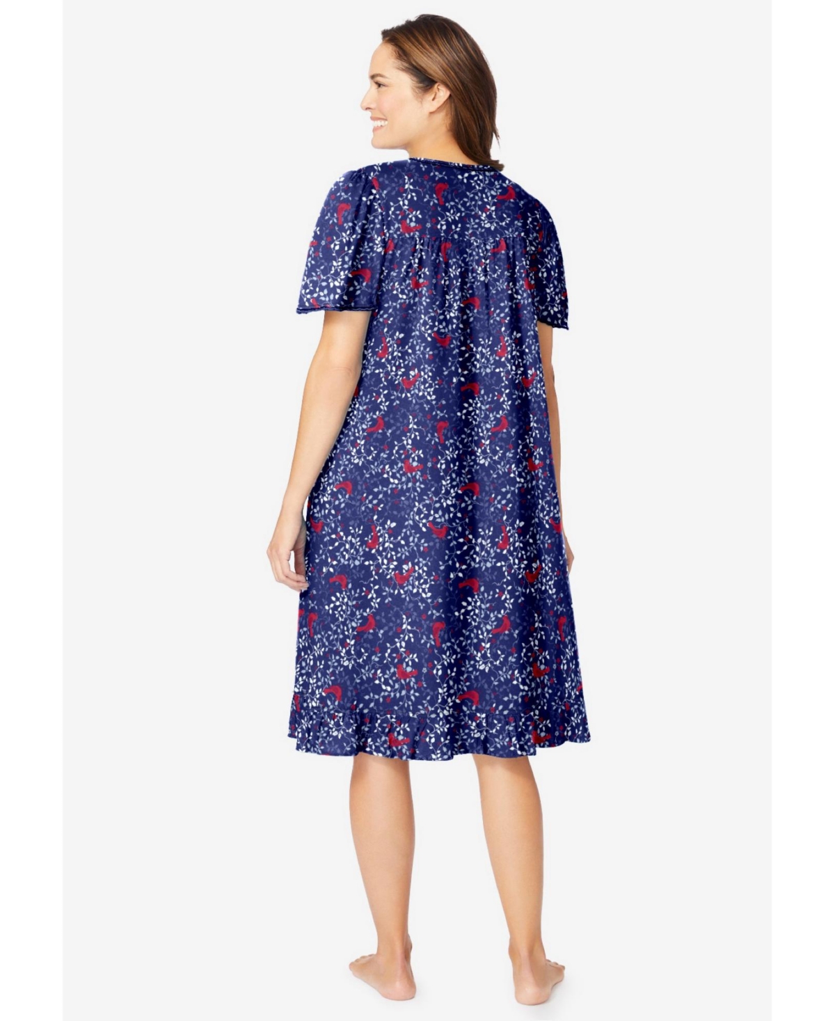 Dreams & Co. Plus Size Short Floral Print Cotton Gown