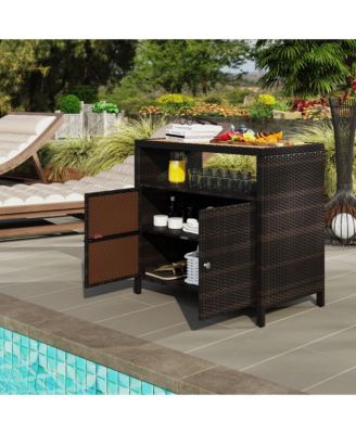 Wicker Outdoor Storage Cabinet, Rat Buffet Sideboard,