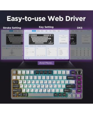 RT75 Rapid Trigger Wired Gaming Keyboard,Hall Effect Magnetic Switch,Adjustable Actuation Esports,75% TKL Layout PBT Keycaps (Black, Outemu Switch)