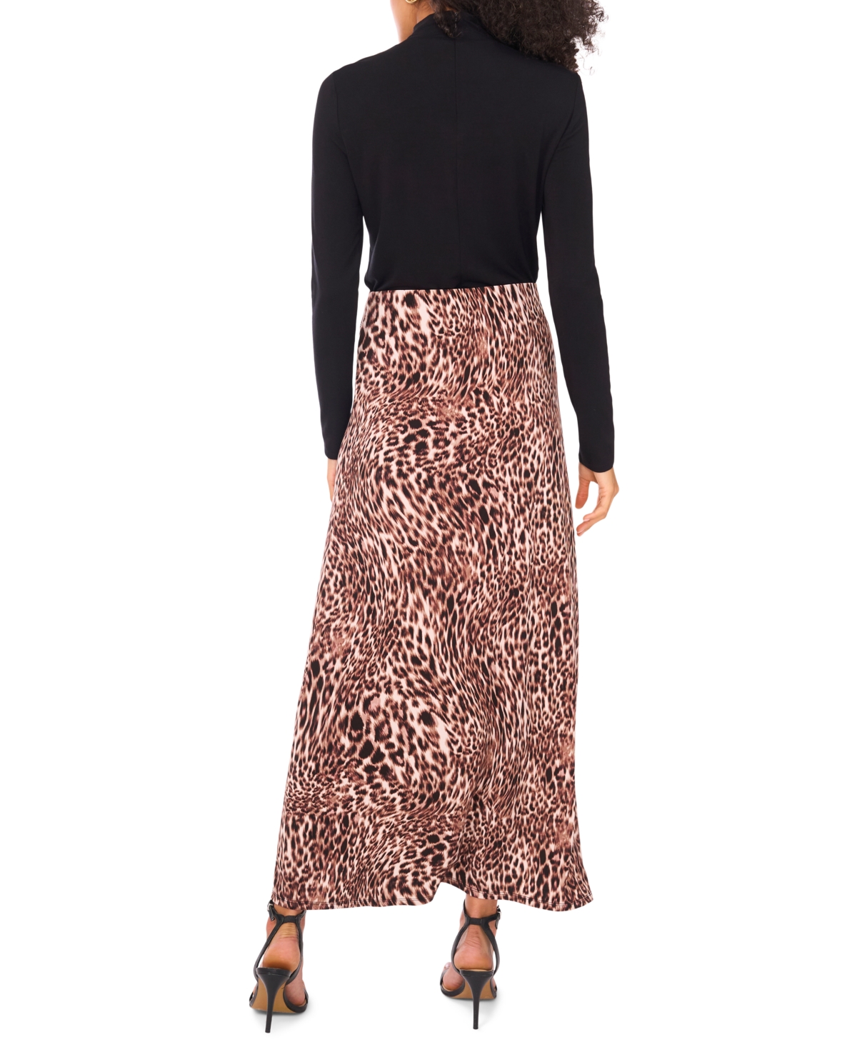 Vince Camuto Print Pull-on Maxi Skirt In Brown