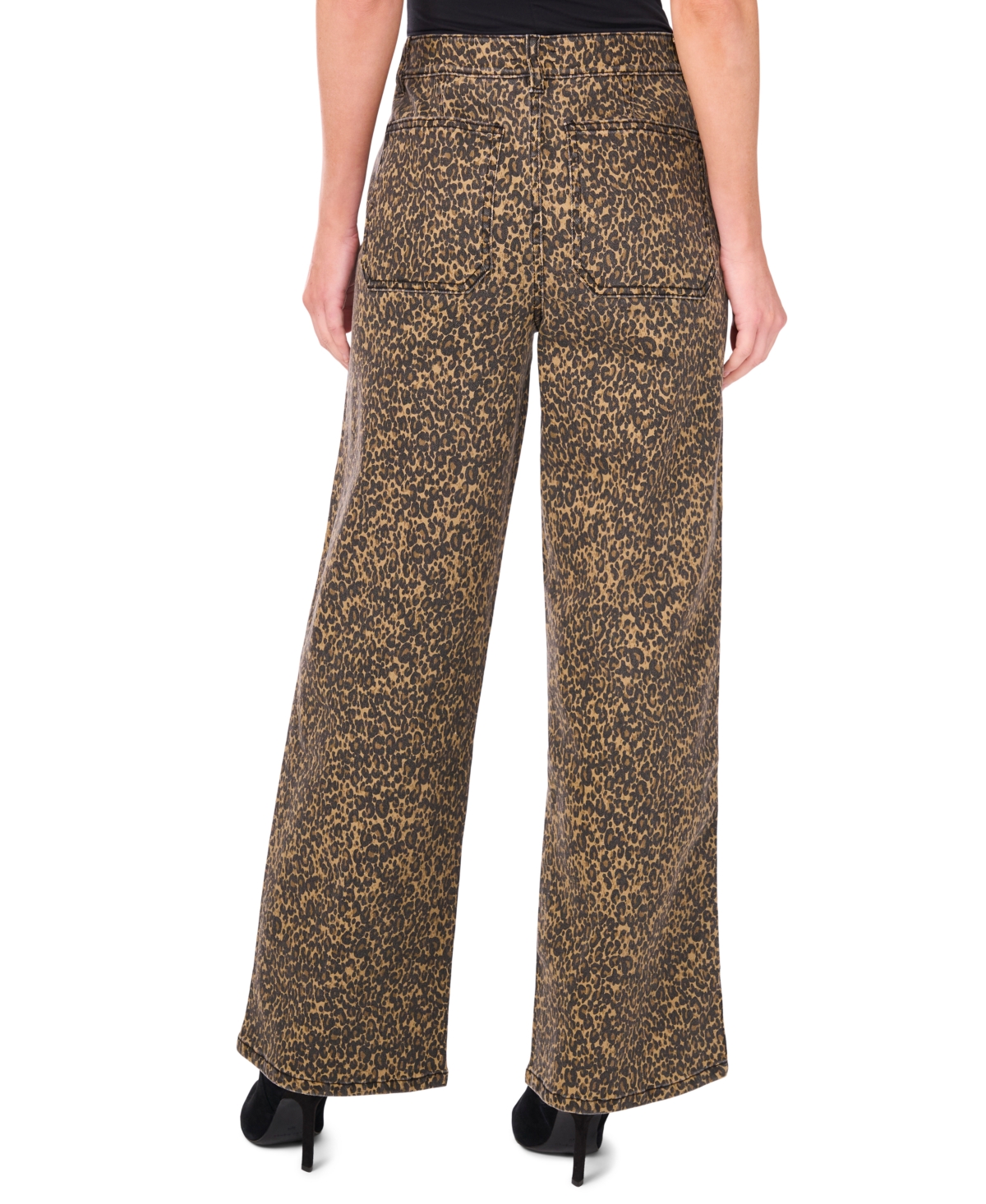 Vince Camuto Women's Animal-print Wide Leg Printed Denim Pants In Animal Print