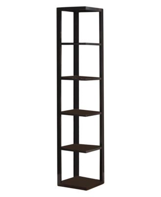 Hollis 5-Shelf Wood Bookcase Wood Wall Corner 5-Tier Bookshelf Case, Espresso Finish