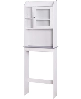 White Over Bathroom Storage Shelf, Space-Saving Bathroom Organizer with Adjustable Open Shelves