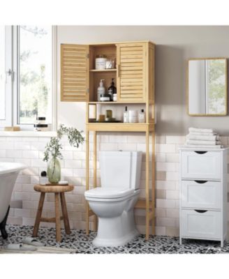 Over The Restroom Storage Cabinet with Adjustable Shelf - Space-Saving Bathroom Organizer in Natural Beige