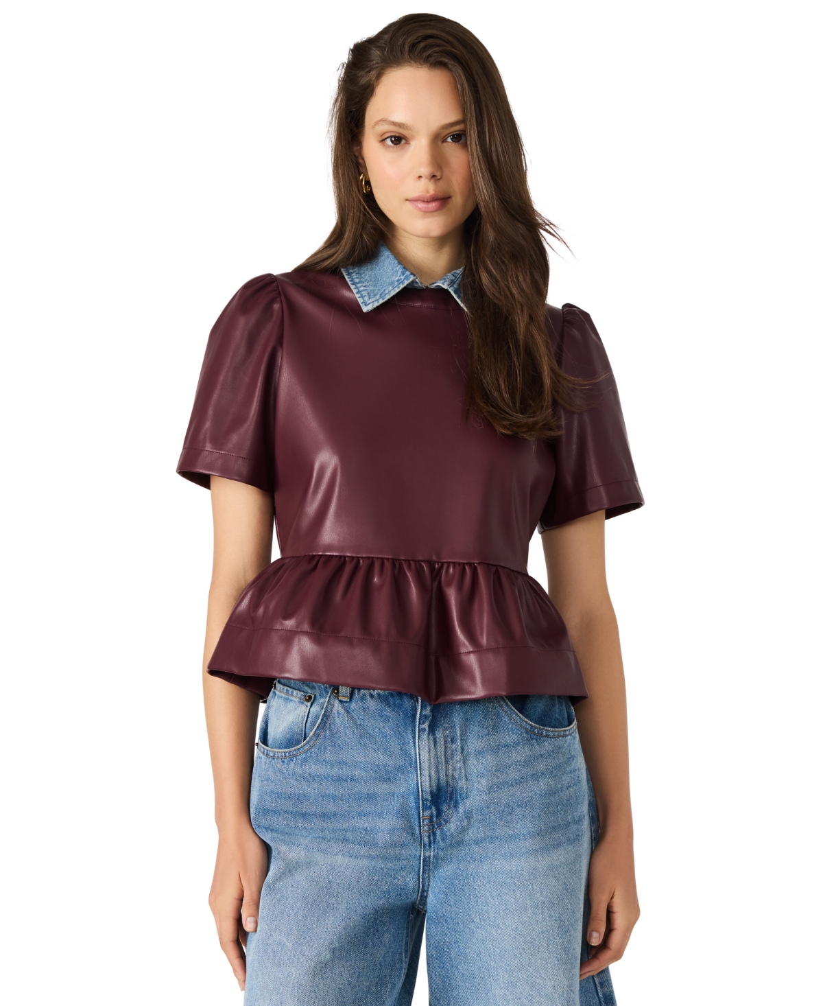 Steve Madden Women's Emeline Collar Top In Burgundy