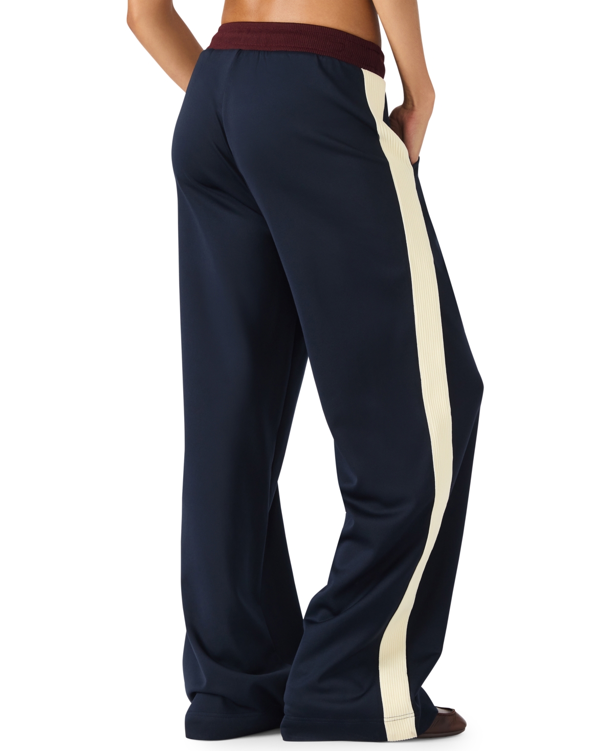 Steve Madden Daisy Side Stripe Wide Leg Pants In Blue