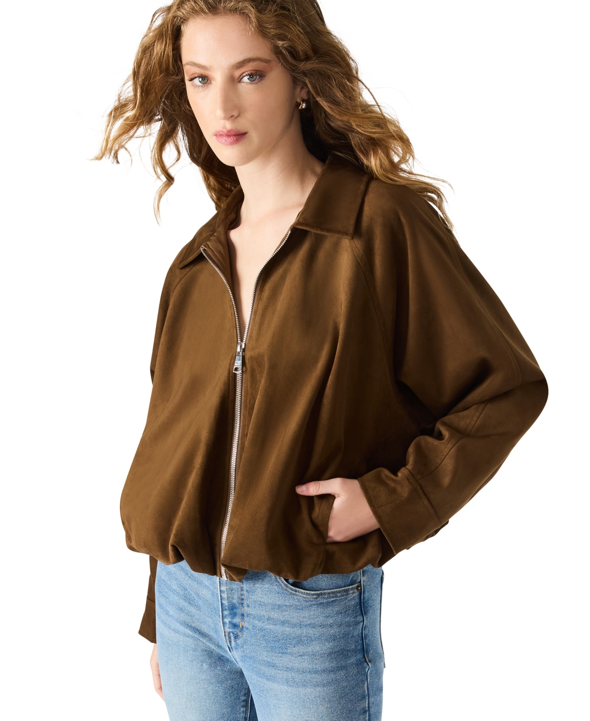 Steve Madden Mackey Faux Suede Jacket In Brown