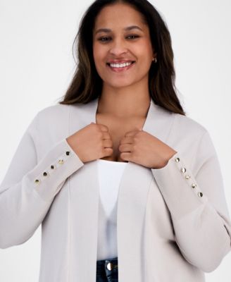 Plus Size Open-Front Long-Sleeve Cardigan, Exclusively at Macy's