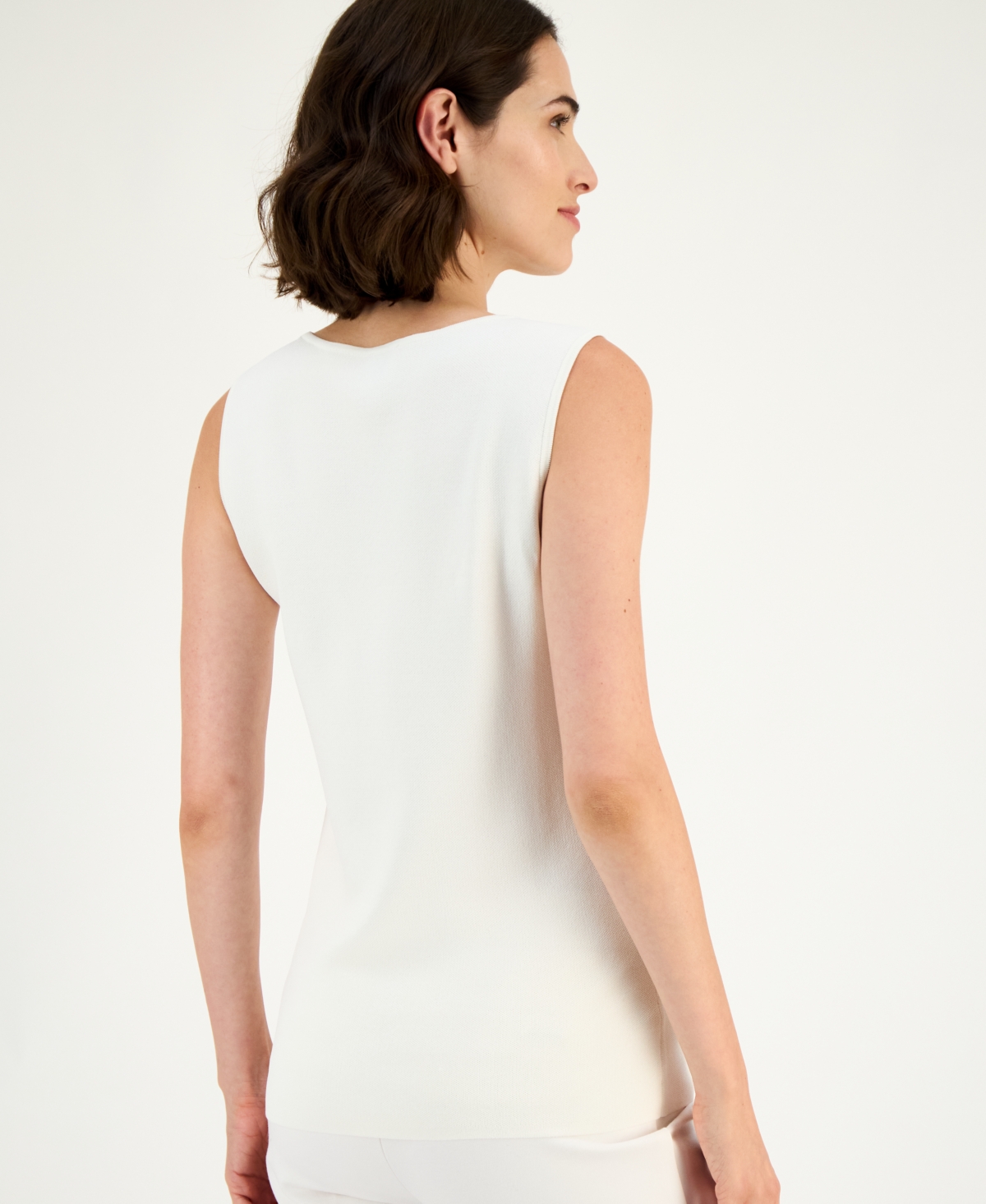 Anne Klein Sleeveless Knit Top In White