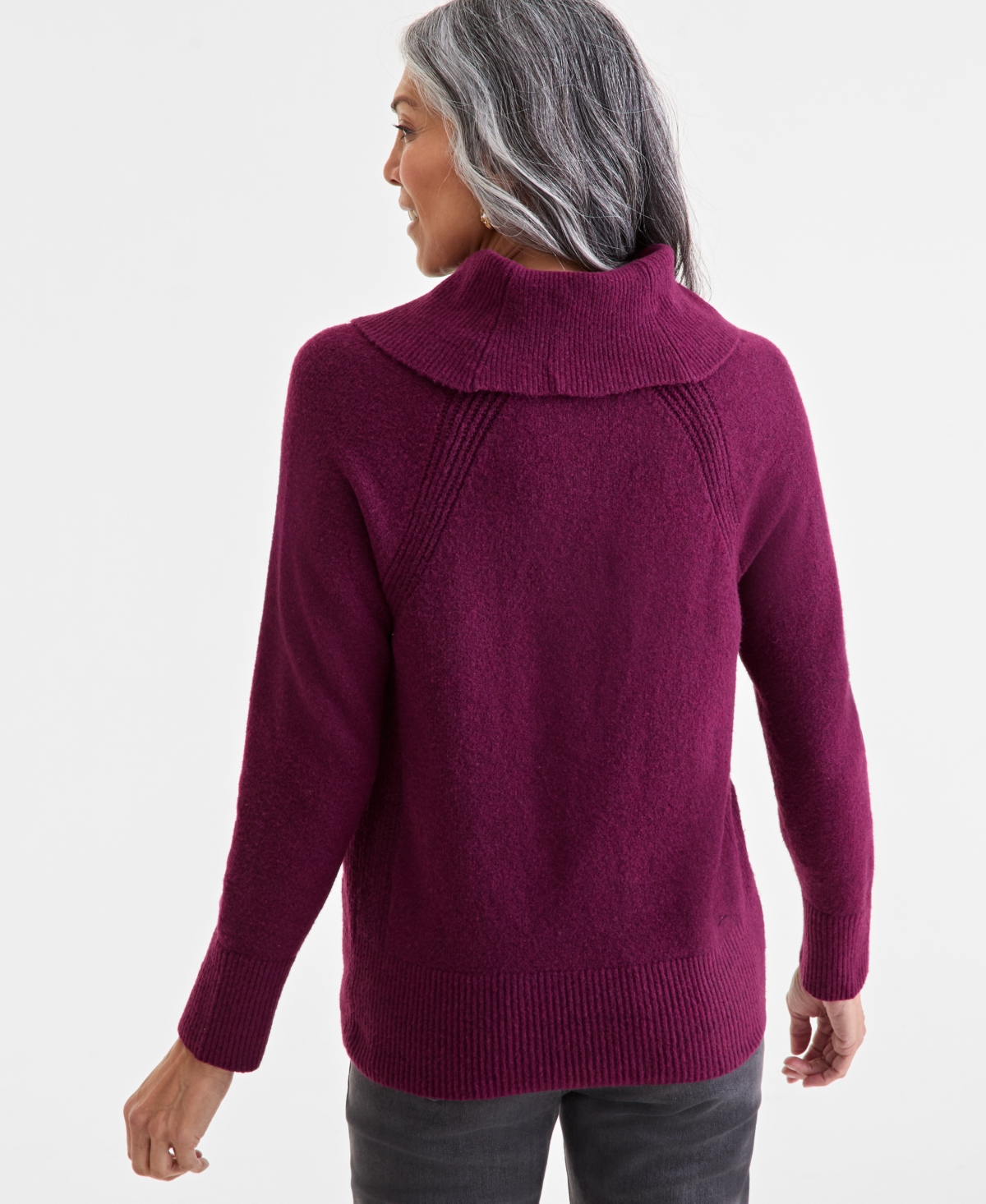 Style & Co Women's Cowl-neck Tunic Sweater, Macy's Exclusive In Purple