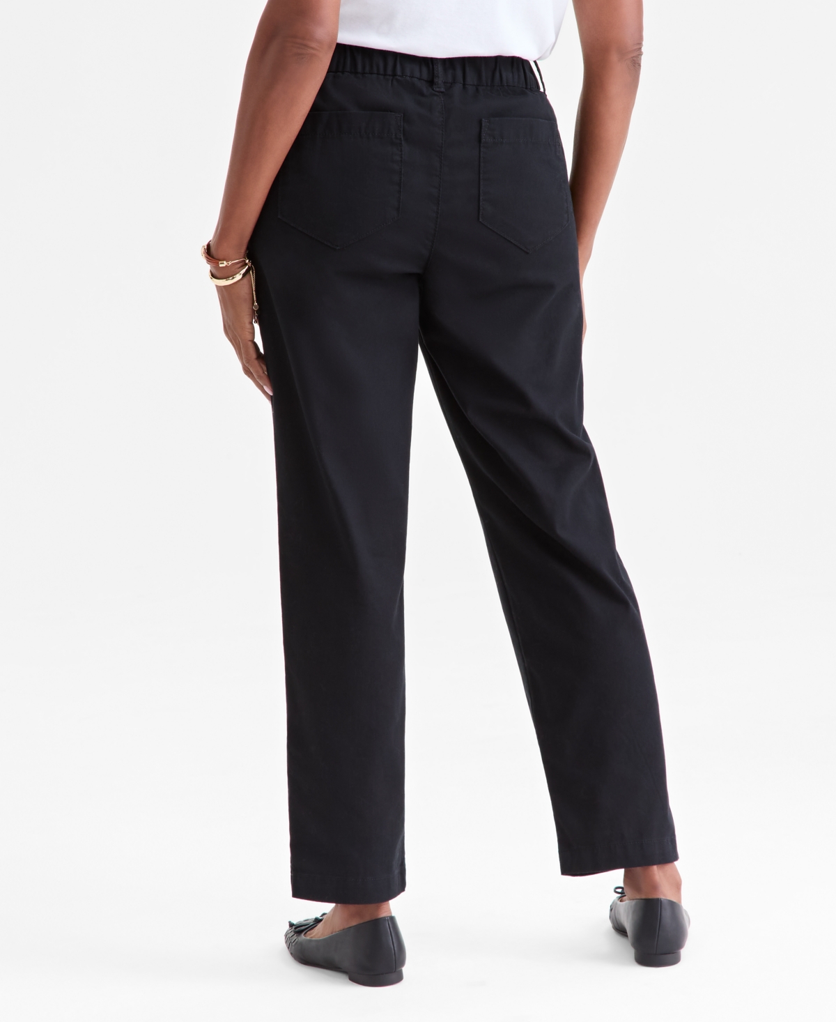 Style & Co Women's High-rise Button-hem Straight-leg Pants, Macy's Exclusive In Black