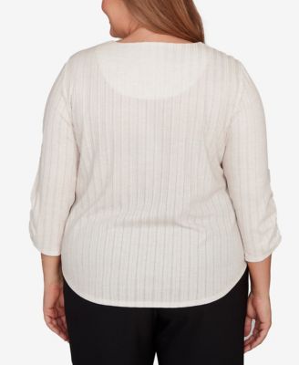 Plus Size Classic Holiday Stockings Gathered Sleeve Top