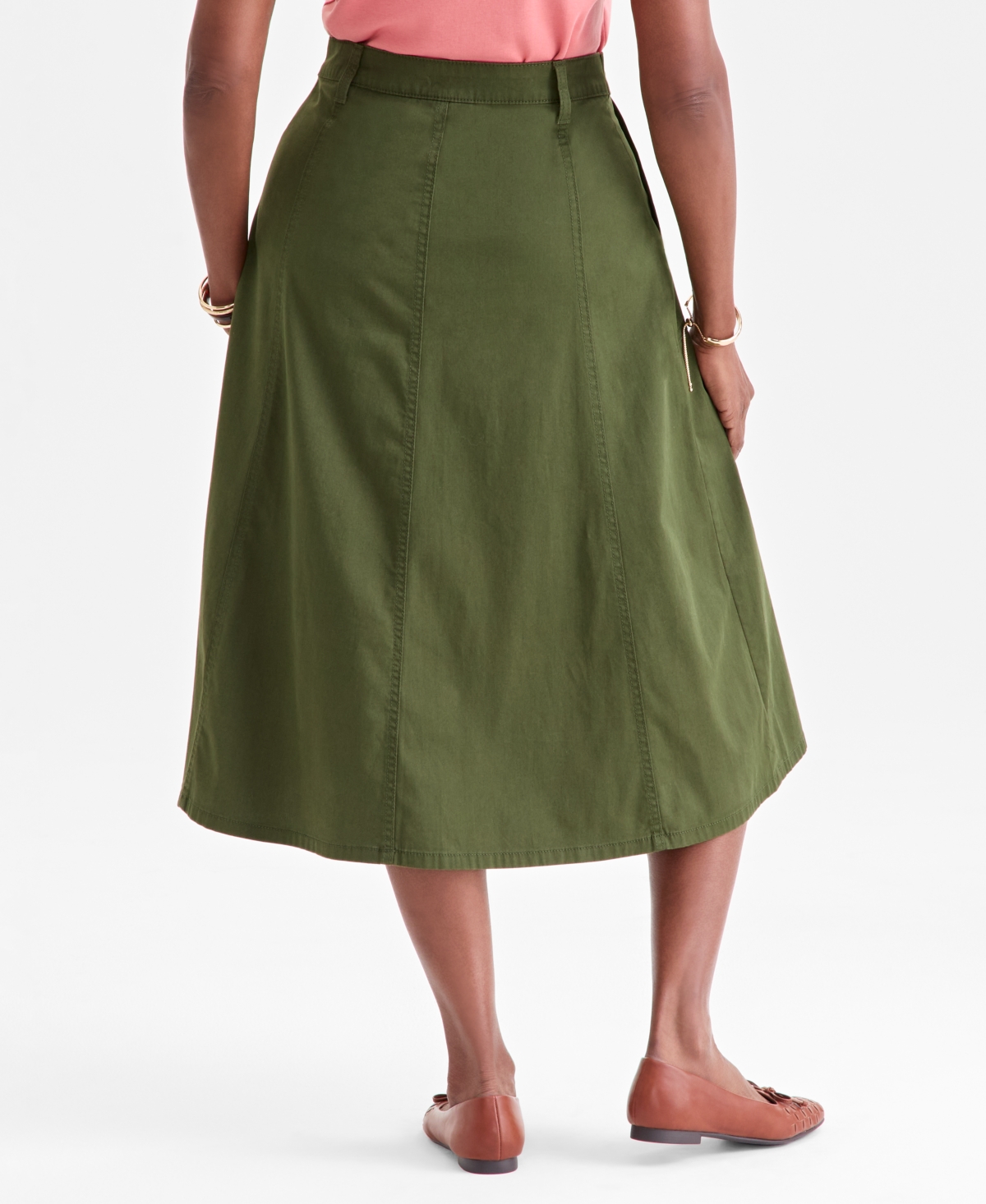 Style & Co Women's Mid-rise Utility Midi Skirt, Macy's Exclusive In Pink