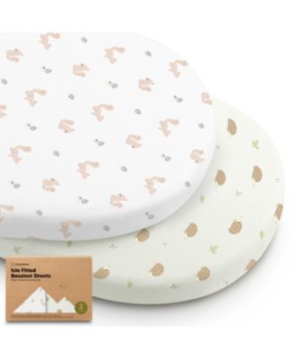 Bassinet Sheet for Baby Girls, Boys, 2-Pack Isla Fitted Bassinet Sheets, Bassinet Mattress Sheets