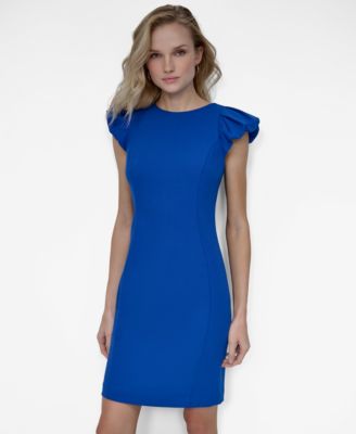 Women's Bubble Sleeve Sheath Scuba Crepe Dress