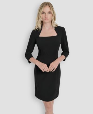 Women's Square Neck 3/4 Sleeve Sheath Dress
