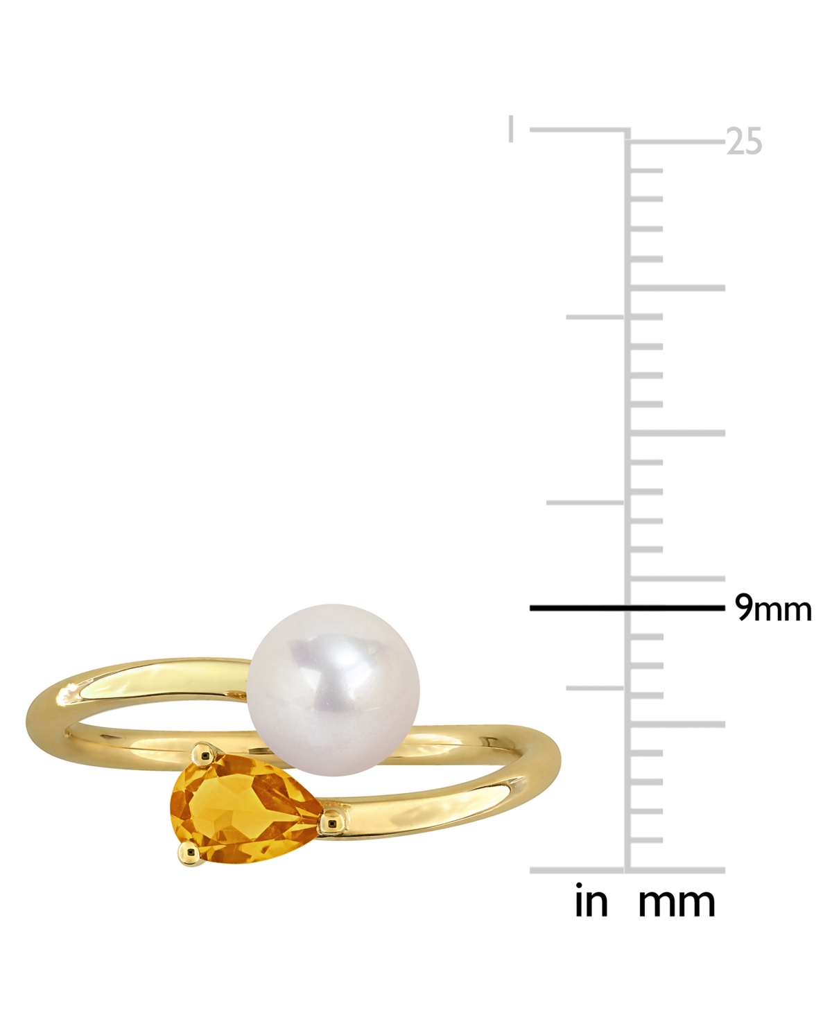 Macy's Cultured Freshwater Pearl & Citrine Ring (3/8 Ct. T.w.) In 18k Gold-plated Sterling Silver In Yellow
