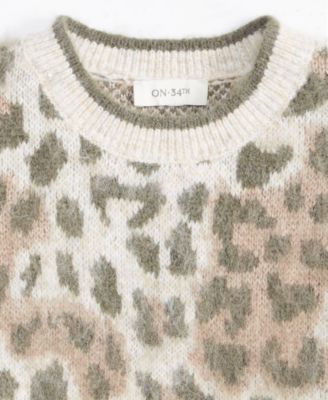 Women's Brushed Animal Print Short-Sleeve Sweater, Macy's Exclusive