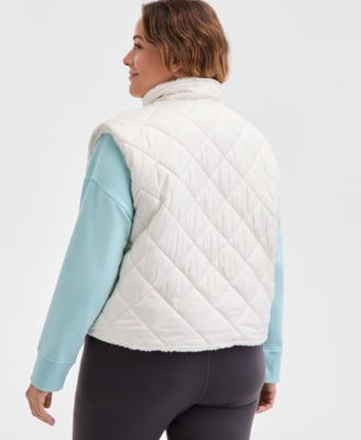 Plus Size Reversible Relaxed Zip-Front Sherpa Vest, Macy's Exclusive  