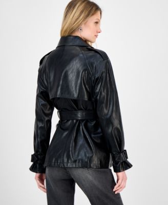 Women's Marika Faux Leather Trench Coat