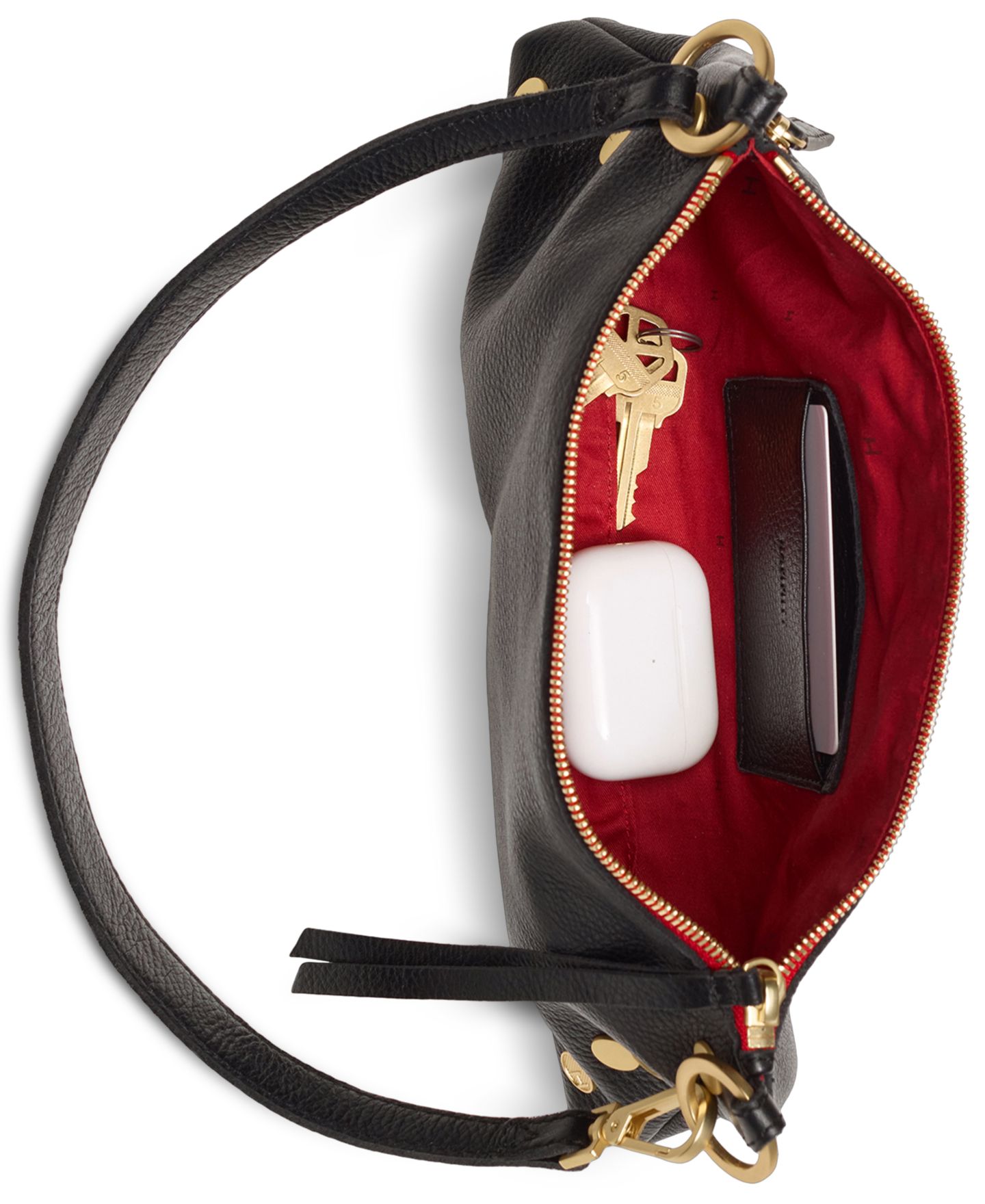 Женская сумка Hammitt Kyle Pebbled Leather Small Crossbody Handbag, цвет: Чёрный / Золотой — фото 3