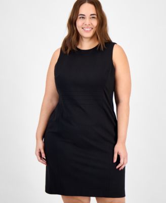 Plus Size Crewneck Sleeveless Sheath Dress