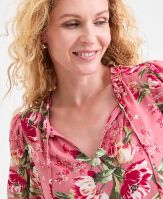 Petite Floral Femme Ruffle Blouse, Macy's Exclusive