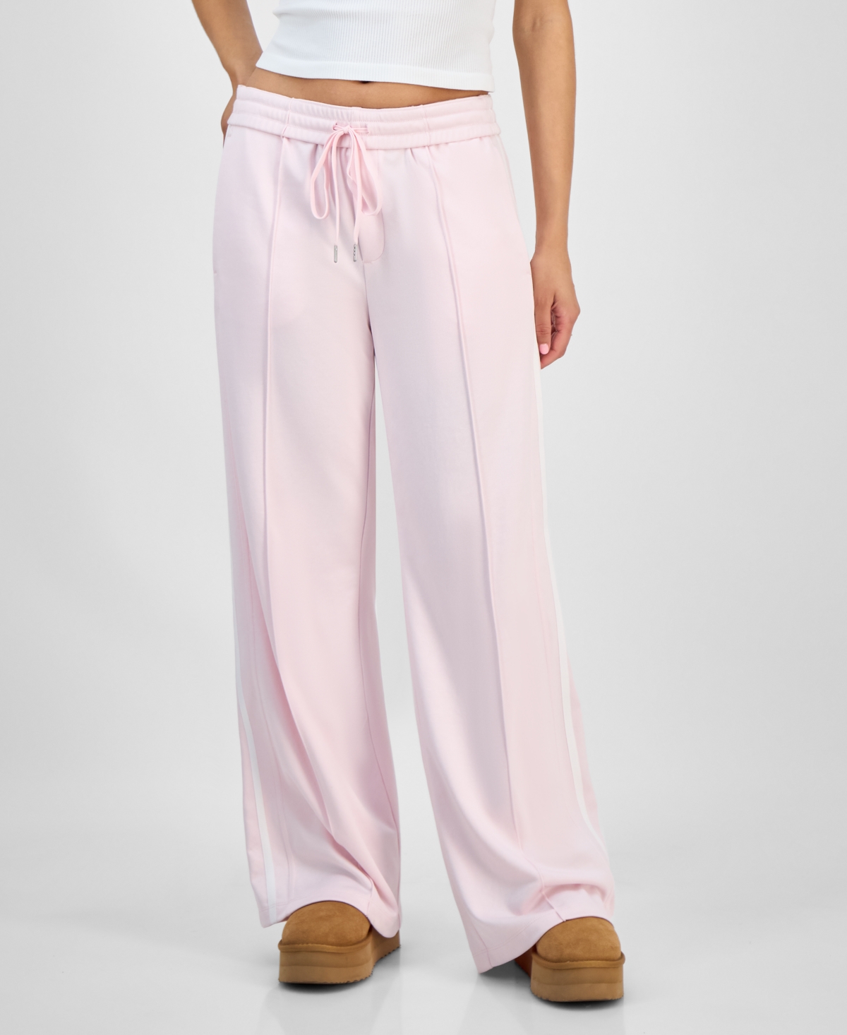 Celebrity Pink Juniors' Side-striped Track Pants In Pink