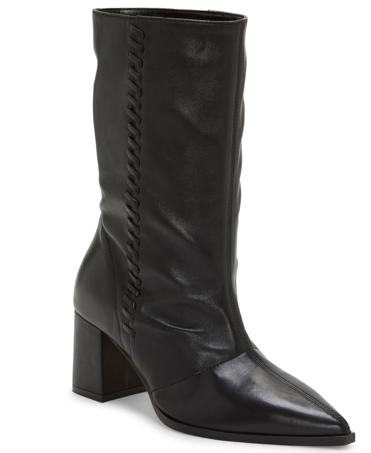 Vince Camuto Lorrys Whipstitch Block Heel Boot In Black