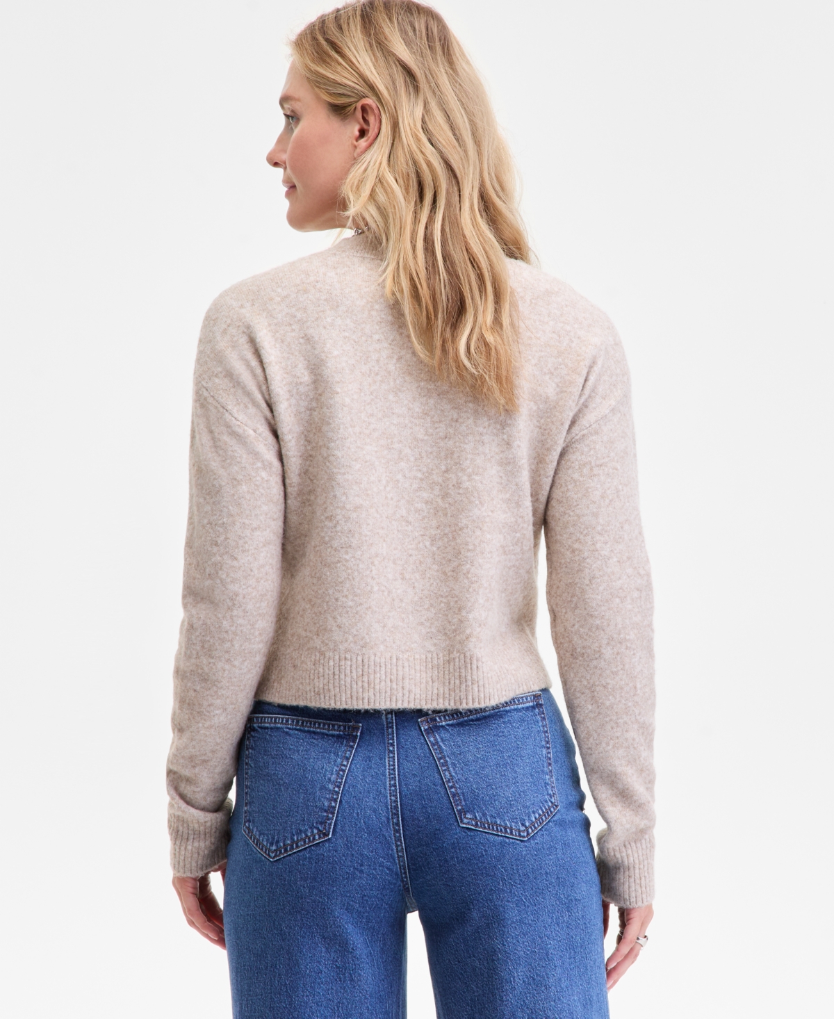 On 34th Women's Brushed Crewneck Cropped Cardigan, Macy's Exclusive In Neutral