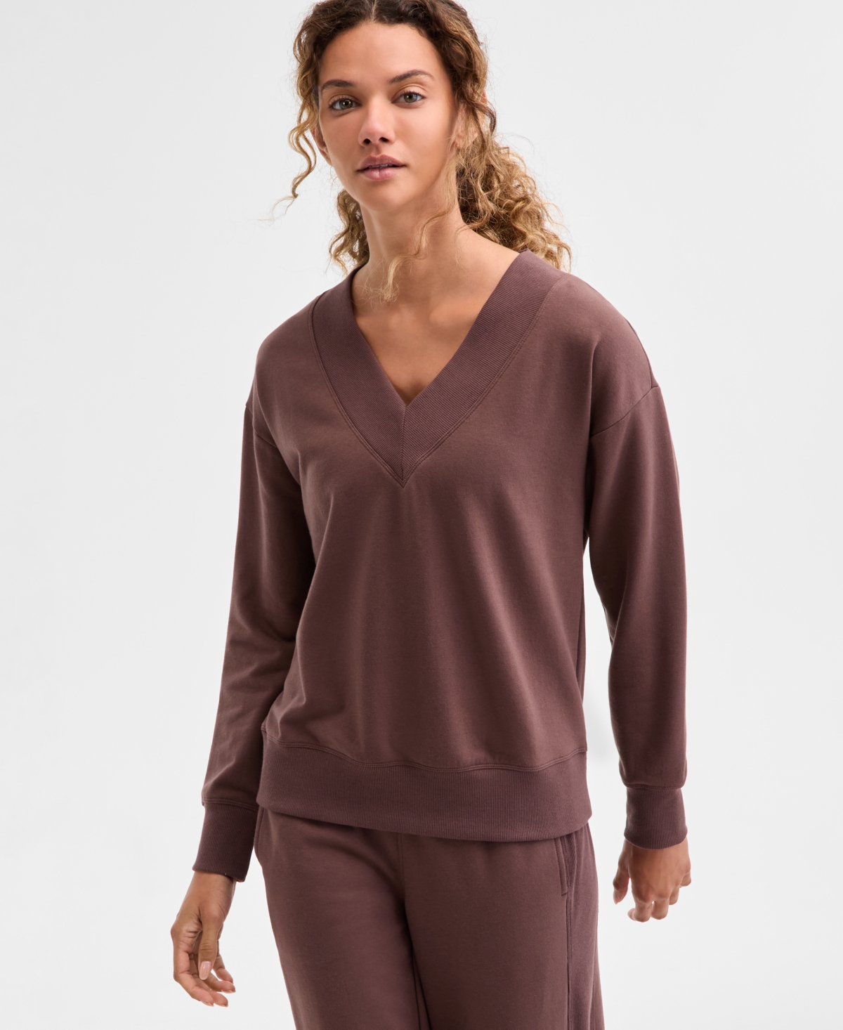 Id Ideology Women's Fleece V-Neck Sweatshirt, Created for Macy's
