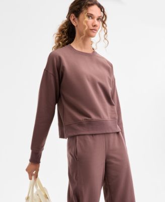 Women's Crewneck Vented-Hem Sweatshirt, Macy's Exclusive